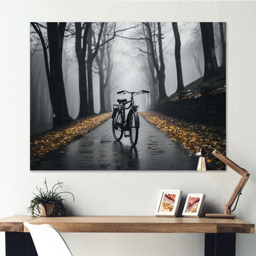 Bicycle Pedaling Into The - Bicycle Canvas Wall Art